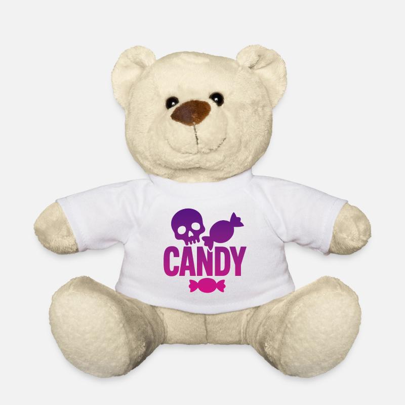 Skeleton and Whimsical Candy - Teddy Bear - white