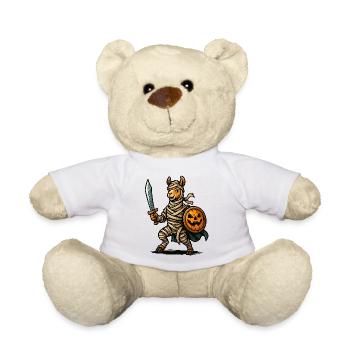 Gespenstisches Ritter-Lama mit Kürbisschild - Teddy - Weiß - Vorne