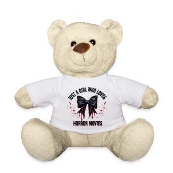 Nur Mädchen, das Horrorfilme liebt süße blutige Schleife - Teddy - Weiß - Vorne