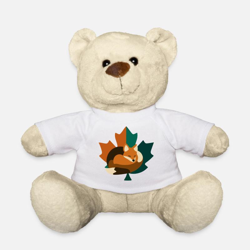Fuchs im Ahornblatt Design. - Teddy - Weiß