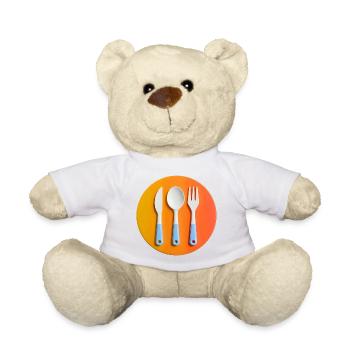 Buntes Besteck auf Farbiger Platte - Teddy - Weiß - Vorne