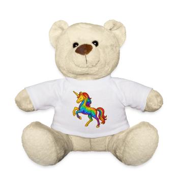 Glitzernder Regenbogen-Einhorn - Teddy - Weiß - Vorne