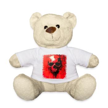 Dark Skull Art Print - Teddy Bear - white - Front