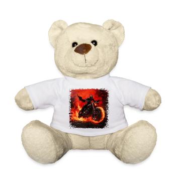 Demonic motorcyclist on fire - Teddy Bear - white - Front