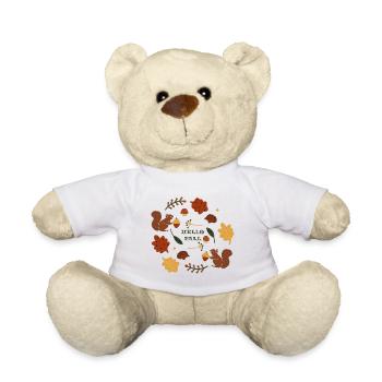 Autumnal nature motif with squirrels - Teddy Bear - white - Front