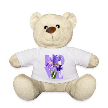 Elegant Purple Iris Floral Design - Teddy Bear - white - Front