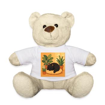 Repos pour chat douillet avec des plantes - Nounours - blanc - Devant