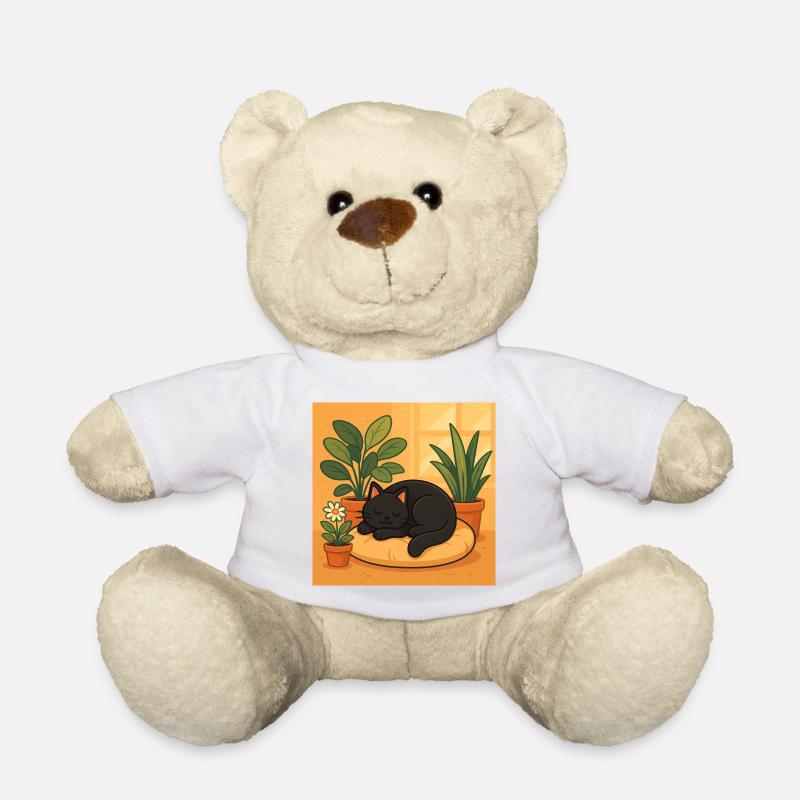 Gemütliche Katzenruhe mit Pflanzen - Teddy - Weiß