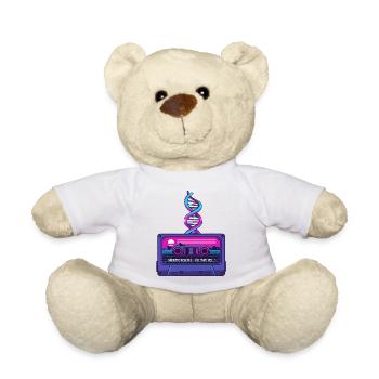 Neon Retro Cassette DNA Art - Teddy Bear - white - Front