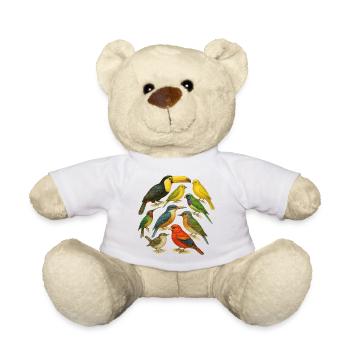 Colorful Birds Series in Watercolor - Teddy Bear - white - Front