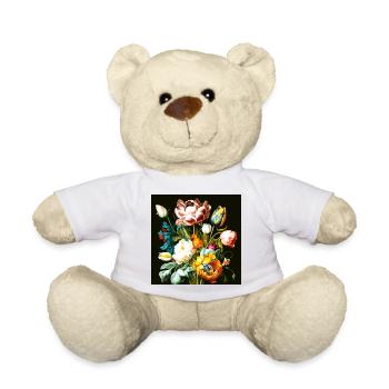 Textured floral composition on black - Teddy Bear - white - Front
