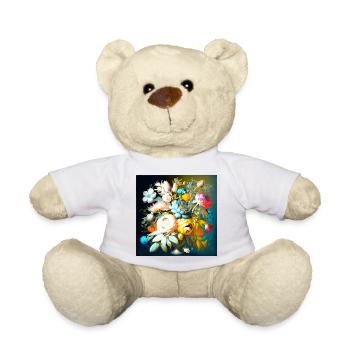 Blumenstrauß Stillleben auf dunkel alter Stil - Teddy - Weiß - Vorne