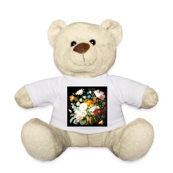 Bouquet de fleurs aux couleurs vives à la flamande - Nounours - blanc - Devant