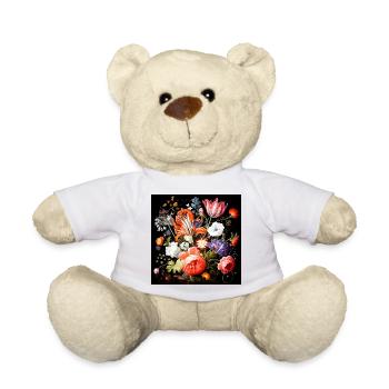 Fantaisies fleuries style baroque flamand - Nounours - blanc - Devant