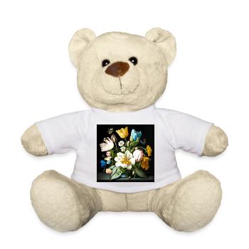Mer de fleurs avec des papillons baroque flamand - Nounours - blanc - Devant