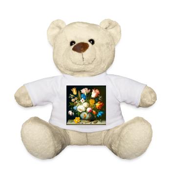 Elégant vase à fleurs colorées flamandes - Nounours - blanc - Devant
