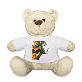 Colorful Face Art Illustration - Teddy Bear - white - Front