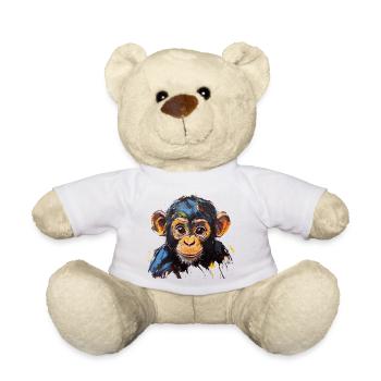 Ausdrucksstarker Affenbabyporträt Kunstdesign - Teddy - Weiß - Vorne