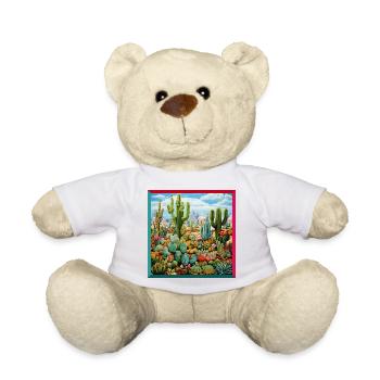 Colorful Desert Plants Cacti Embroidery Landscape - Teddy Bear - white - Front