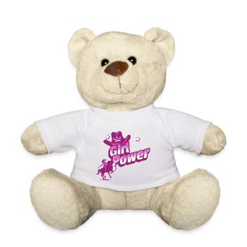Girl Power - Horseback riding and Radiance - Teddy Bear - white - Front
