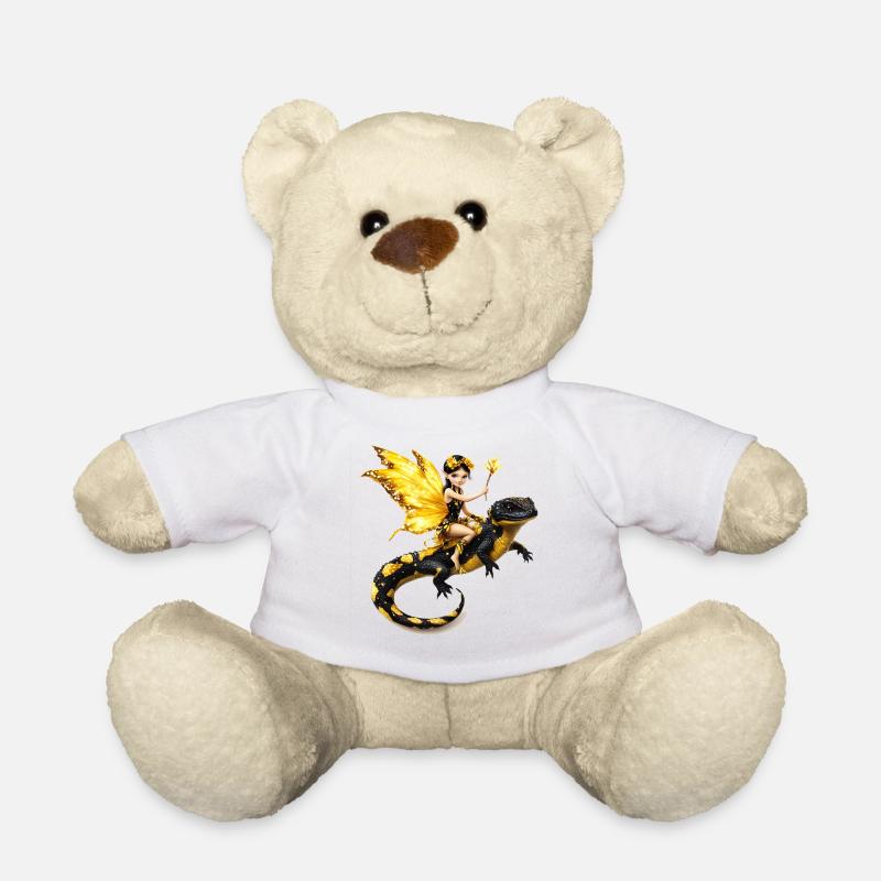 Feenhafte Waldschnucke mit Flügeln auf Drachen - Teddy - Weiß