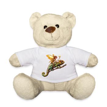 Magical elf rider on chameleon - Teddy Bear - white - Front