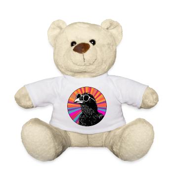 Oiseau avec lunettes de soleil et dégradé - Nounours - blanc - Devant