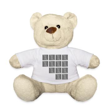 Minimalist Geometric Square Stud Pattern - Teddy Bear - white - Front