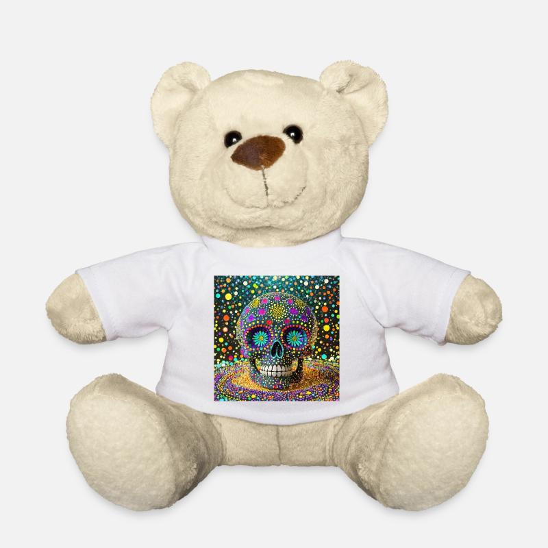 Dia de los Muertos Skull - Teddy Bear - white