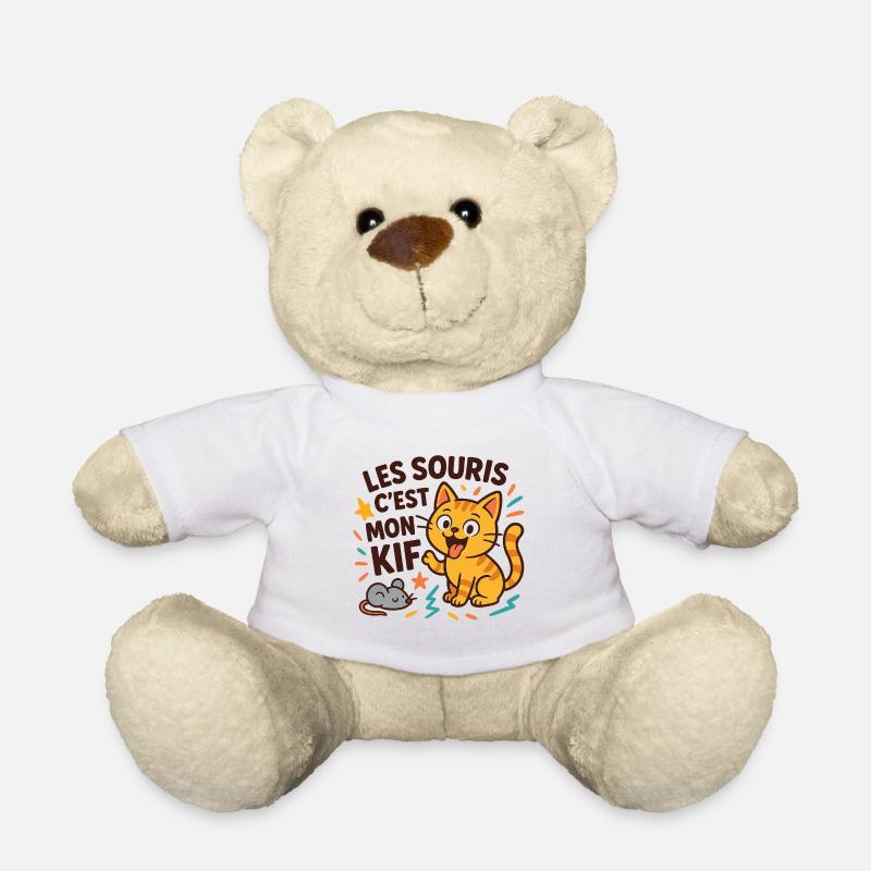 Chat marrant souris j'adore - Nounours - blanc