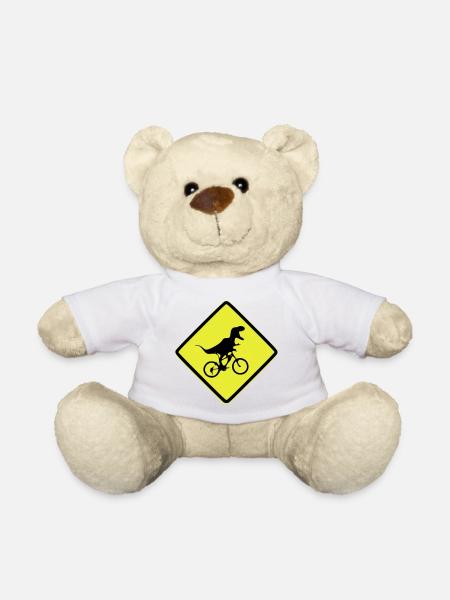 Signal de vélo T-Rex illustré - Nounours - blanc