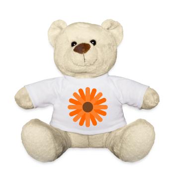 Calendula Flower Retro Pattern T-Shirt - Teddy Bear - white - Front