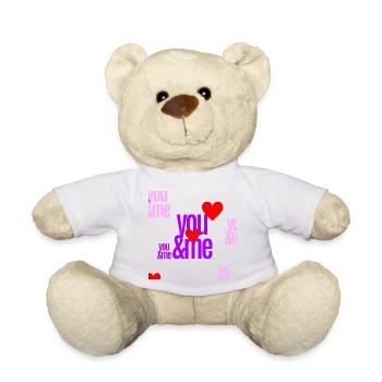 Motivation d’amour avec des lettres de cœur - Nounours - blanc - Devant
