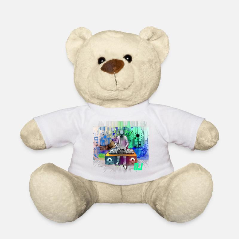 Dynamischer DJ mit bunten Techno-Designs - Teddy - Weiß