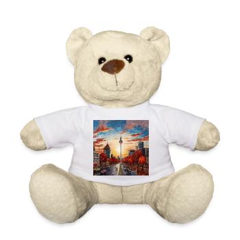 Berliner Skyline Fernsehturm im Sonnenuntergang - Teddy - Weiß - Vorne