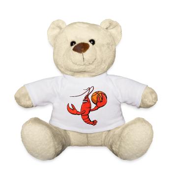 Cute Lobster Shellfish Basketball Player Cartoon - Teddy Bear - white - Front