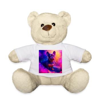 Colored French Bulldog Art Design - Teddy Bear - white - Front