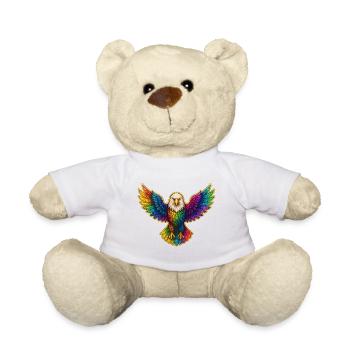Rainbow Eagle Wing Art - Teddy Bear - white - Front