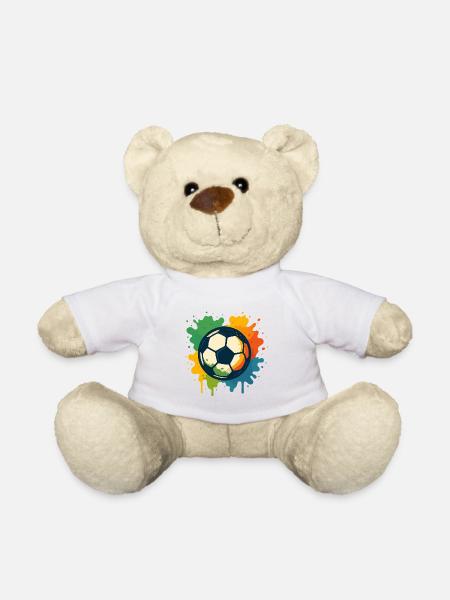 Colorful soccer splatter design - Teddy Bear - white