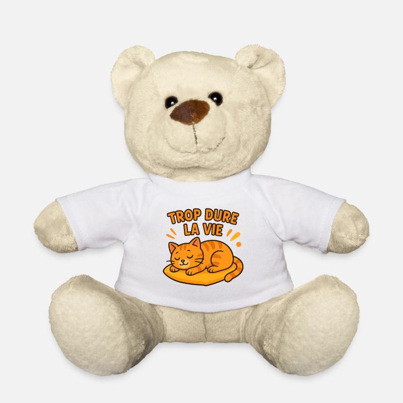Zu hartes Leben Katze schläft - Teddy - Weiß