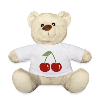 Illustration de cerise jumelle - Nounours - blanc - Devant
