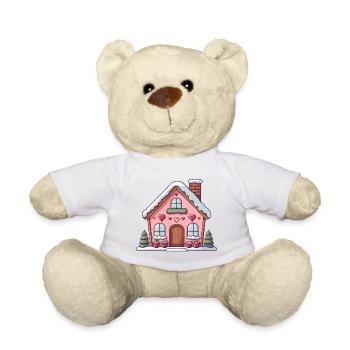 Cozy Heart Cottage in Winter - Teddy Bear - white - Front