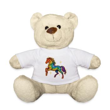 Regenbogen Pferd | Einhorn Glitzertraum - Teddy - Weiß - Vorne