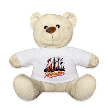 Manhattan City New York Skyline Neon Gift - Teddy Bear - white - Front