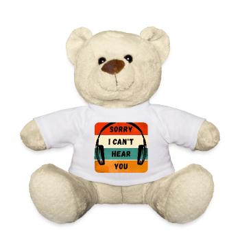 Sorry I Can't Hear You - Retro Headphones - Teddy Bear - white - Front