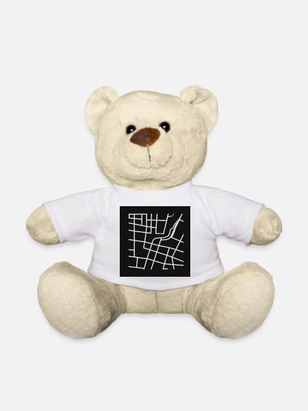 Geometrischer Stadtplan mit Linie - Teddy - Weiß