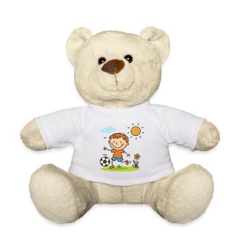 Sunlit Soccer Kid Cartoon - Teddy Bear - white - Front