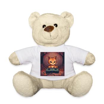 Cozy Pixel Cat Controller - Teddy Bear - white - Front