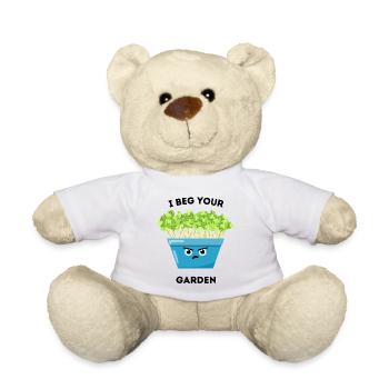 Je supplie ton jardin - Dessin animé de plante drôle - Nounours - blanc - Devant