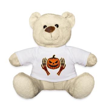 Kürbis mit Skeletthänden Halloween-Design - Teddy - Weiß - Vorne